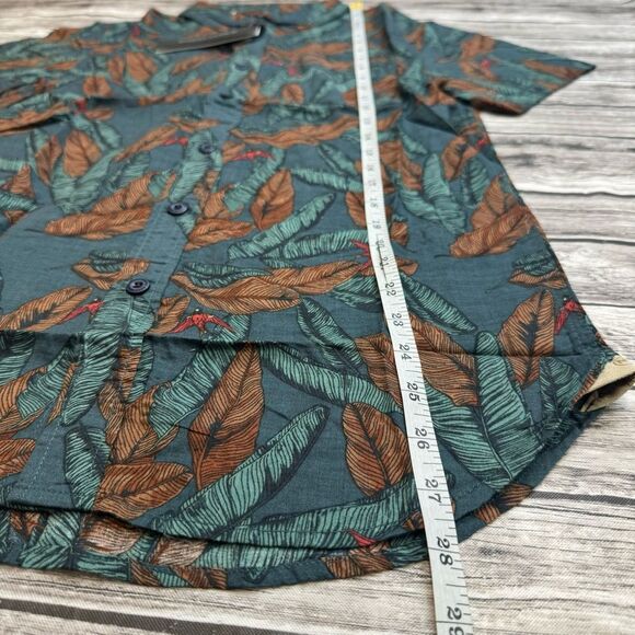 Nifty Genius Men's Casual Button Up Shirt XS Extra Small Teal Blue Green Orange - Picture 11 of 13